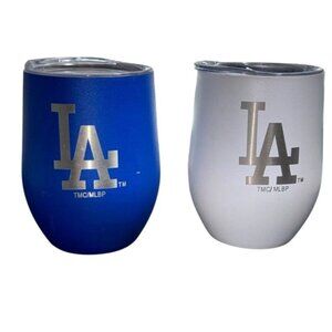 Los Angeles Dodgers Stemless Tumbler Set - 2 Pack - Double Wall - Blue & White -